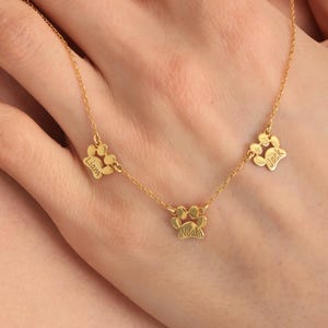 Personalized Paw Print Necklace Sterling Silver Paw Print Name Necklace Gold Custom Paw Name Necklace  Pet Necklace Dainty Dog Paw Necklace