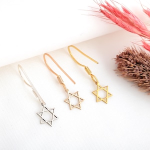 Sterling Silver Star of David Earring, 925 Silver David Star Earring, David Star Charm Earring, David Star Earring Threader, Women Earring
