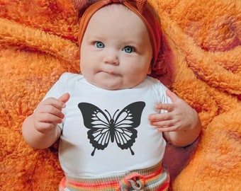 Butterfly Baby Bodysuit Girl’s Shirt Baby Shower Birthday Gift Spring Summer Boho