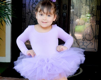 Purple Tutu Bodysuit Leotard - Girl’s Lavender Tutu Leotard Dress Birthday Holiday Portraits Ballerina Dress Up