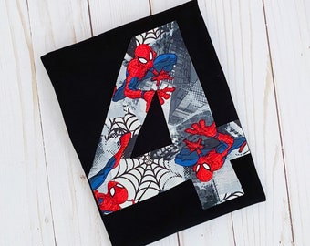 Spider Superhero Birthday Number Shirt Kids Superhero Party Top Boy’s Custom Number