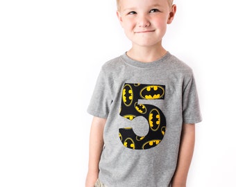 Bat Superhero Birthday Shirt Boy’s Superhero  Logo Party Top