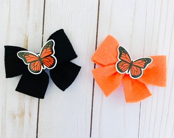 Butterfly Hair Bow - Monarch Butterfly Felt Hair Clip Accessory Girl’s Birthday Gift