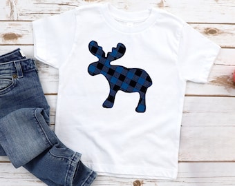 Blue Moose Boy’s Navy Blue Buffalo Plaid White Top Boy’s Gift Birthday Baby Shower