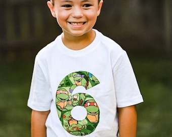 Superhero Turtles Birthday Shirt Kids Boy’s Girl’s Superhero Number Party Top