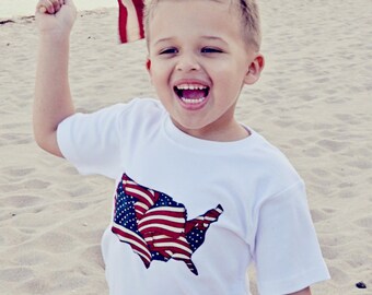 Patriotic American Flag USA Fourth Of July Boy's or Girl's shirt or Baby bodysuit