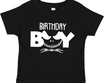 Birthday Boy Jack Skellington Birthday Shirt - Nightmare Before Christmas Birthday Kids Party Top Gift Spooky Pumpkin King