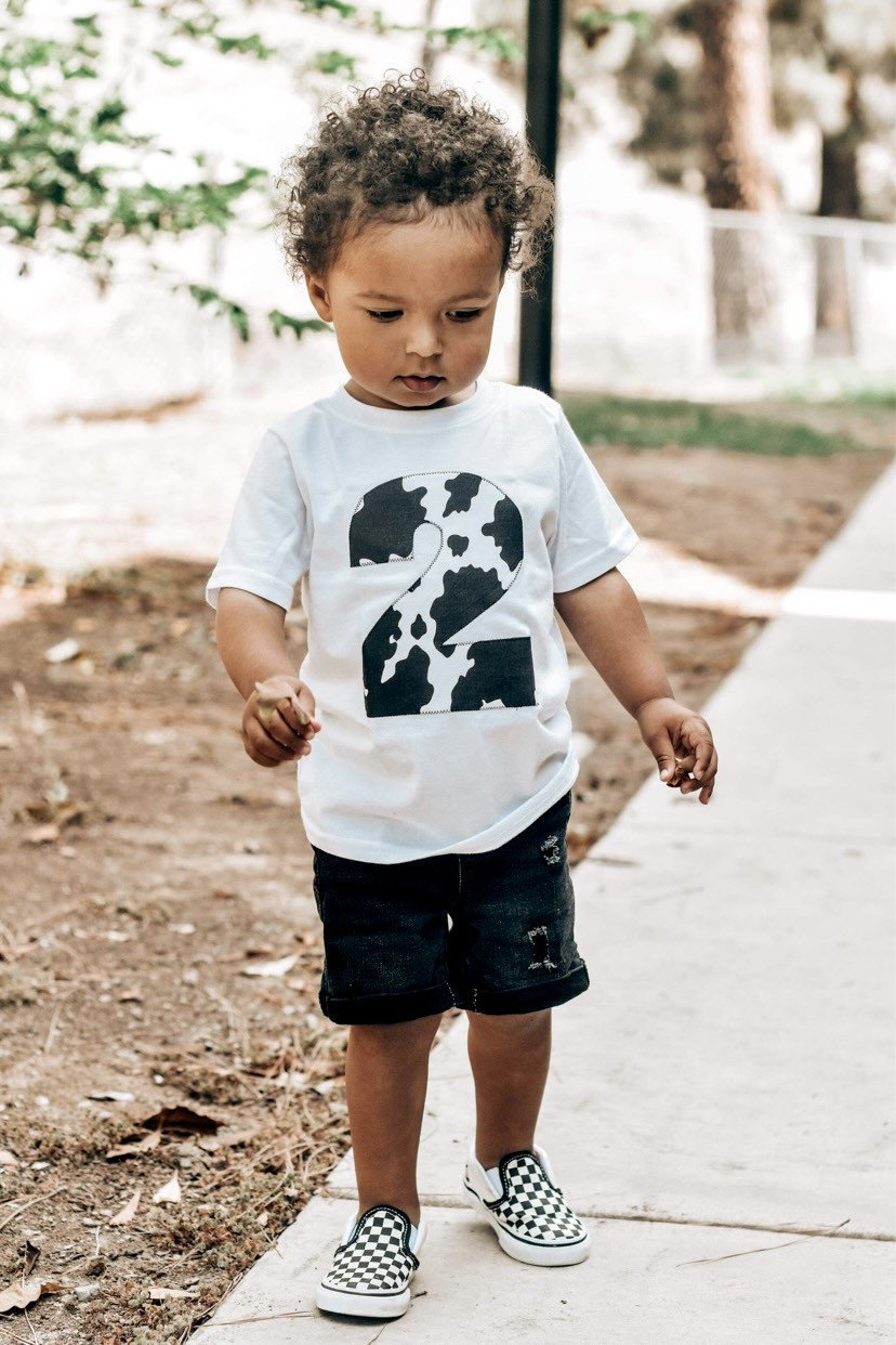 Cow Print Birthday Number Shirt Boys Farm Animal Party Top | Etsy