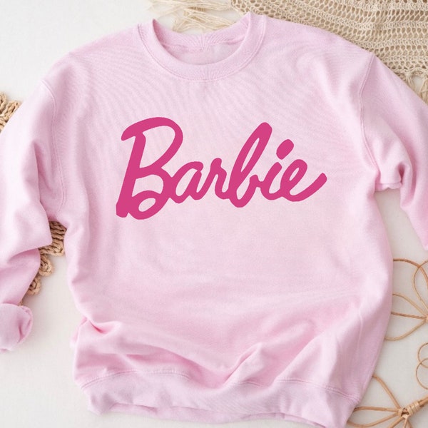 Pink Girl Doll Sweatshirt - Let’s Go Party Barb Crewneck Sweater Top Birthday Gift Toddler Light Pink Top