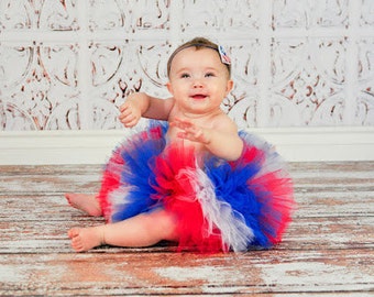 American Girl Patriotic Fourth of July Fluffy Little Tutu Red White And Blue Baby