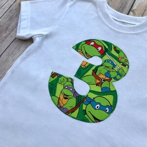 Superhero Turtles Birthday Shirt Kids Boys Girls Superhero Number Party Top image 3