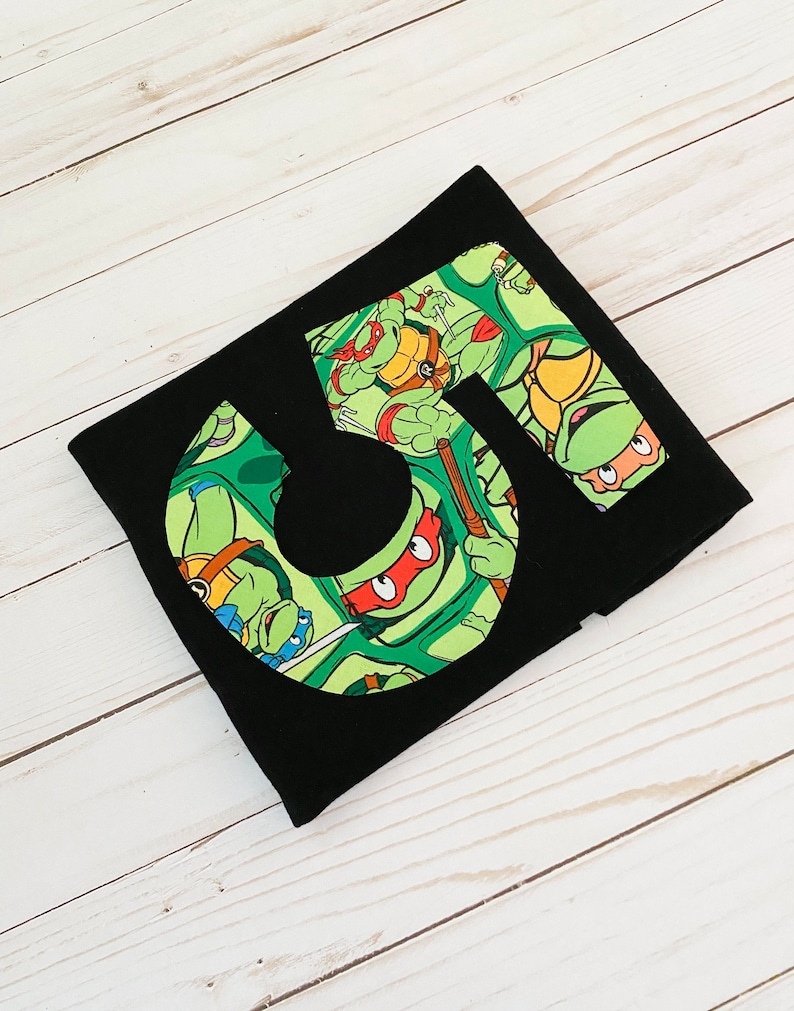 Superhero Turtles Birthday Shirt Kids Boys Girls Superhero Number Party Top image 6