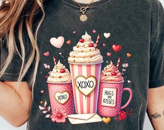 Felpa da donna per San Valentino, felpa con scritta "San Valentino Coffee", maglietta per San Valentino XOXO, maglione per San Valentino, regali di compleanno e Natale