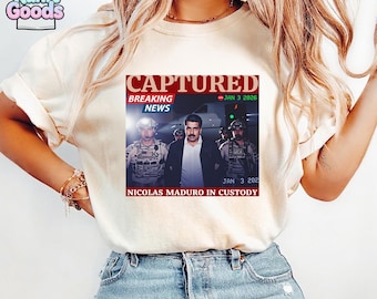 Maglietta di tendenza Trump Maduro catturato dal vivo, Maglietta Game Over, Crisi del Venezuela 2026, Meme di Maduro, Anti Nicolas Maduro, Libertà venezuelana