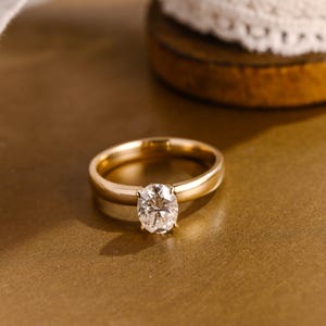 IGI Certificated Oval Cut Lab Grown Diamond Engagement Ring, Solid Gold Promise Ring, Proposal Ring, Wedding Ring, Anniversary Gift