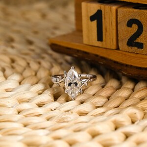 IGI Certificated Marquise Lab Grown Diamond Engagement Ring, Solid Gold Leaf Promise Ring, Proposal Ring, Wedding Ring, Anniversary Gift