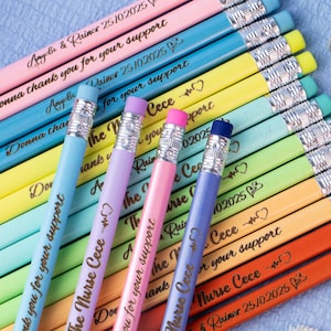 Personalized Back to School Pencils | Custom Engraved Pastel Pencils with Emojis | Teacher Gift, Ticonderoga School Supplies, Kids’ Pencils