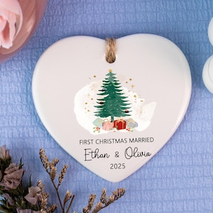 Personalized First Christmas Married Ornament: Custom Wedding Keepsake