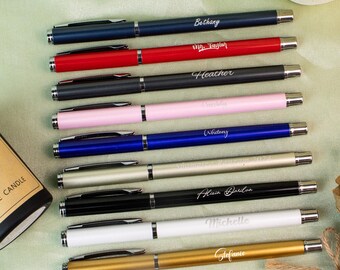 Lehrer Geschenk Stift - Metall Kugelschreiber mit personalisiertem Namen graviert, Schulanfang & Lehrer Wertschätzung, schwarze Tinte