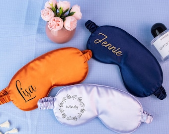 Personalized Satin Sleep Mask  Bridesmaid Proposal Gift  Custom Eye Mask for Wedding Party, Bachelorette, Birthday, Travel, Spa Gift for Her