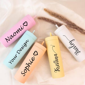 Personalised Tumbler with Straw – Custom Pastel Cup, Reusable Cold Drink Cup, Starbucks Inspired Name Cup