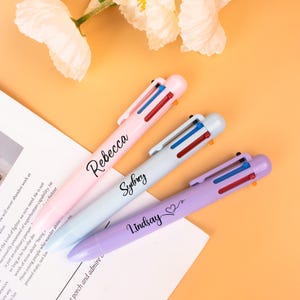 Customizable name colored ballpoint pen 6 in 1  ballpoint pen with color clip, perfect for wedding guest books, favors