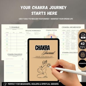 Chakra Journal Printable Digital Goodnotes PDF Guided Energy Healing Workbook Crystal Affirmation Pages Included Planner