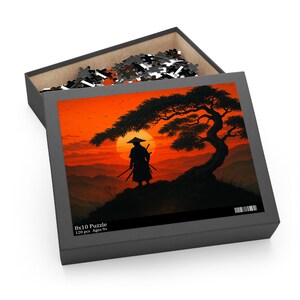Samurai Sunset Puzzle (120, 252, 500-Piece) | Perfect for Meditation, Family Time, Gift for Puzzle Lovers, Home Decor, Relaxation Activity