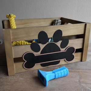 Extra große kundenspezifische Hundespielzeugkiste, hölzerne Haustierspielzeugablage, Hundespielzeugbehälter, personalisiertes Hundespielzeug-Korbgeschenk für Hundeliebhaber, Welpenspielzeugbehälterbehälter