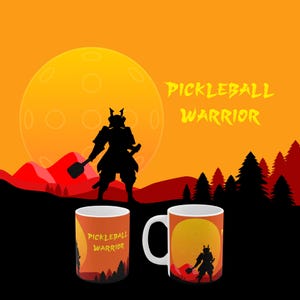 Pickleball Warrior Coffee Mug: Sunset Design, Gift for Players