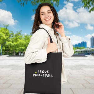 I Love Pickleball Tote Bag: Cotton Canvas Sports Bag