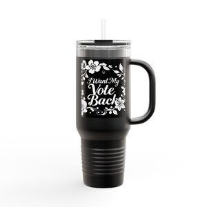 Floral Insulated Travel Mug | 40oz Vote Back Cup, Perfect for Coffee Lovers, Eco-Friendly, Travel Gifts, Personalized Drinkware