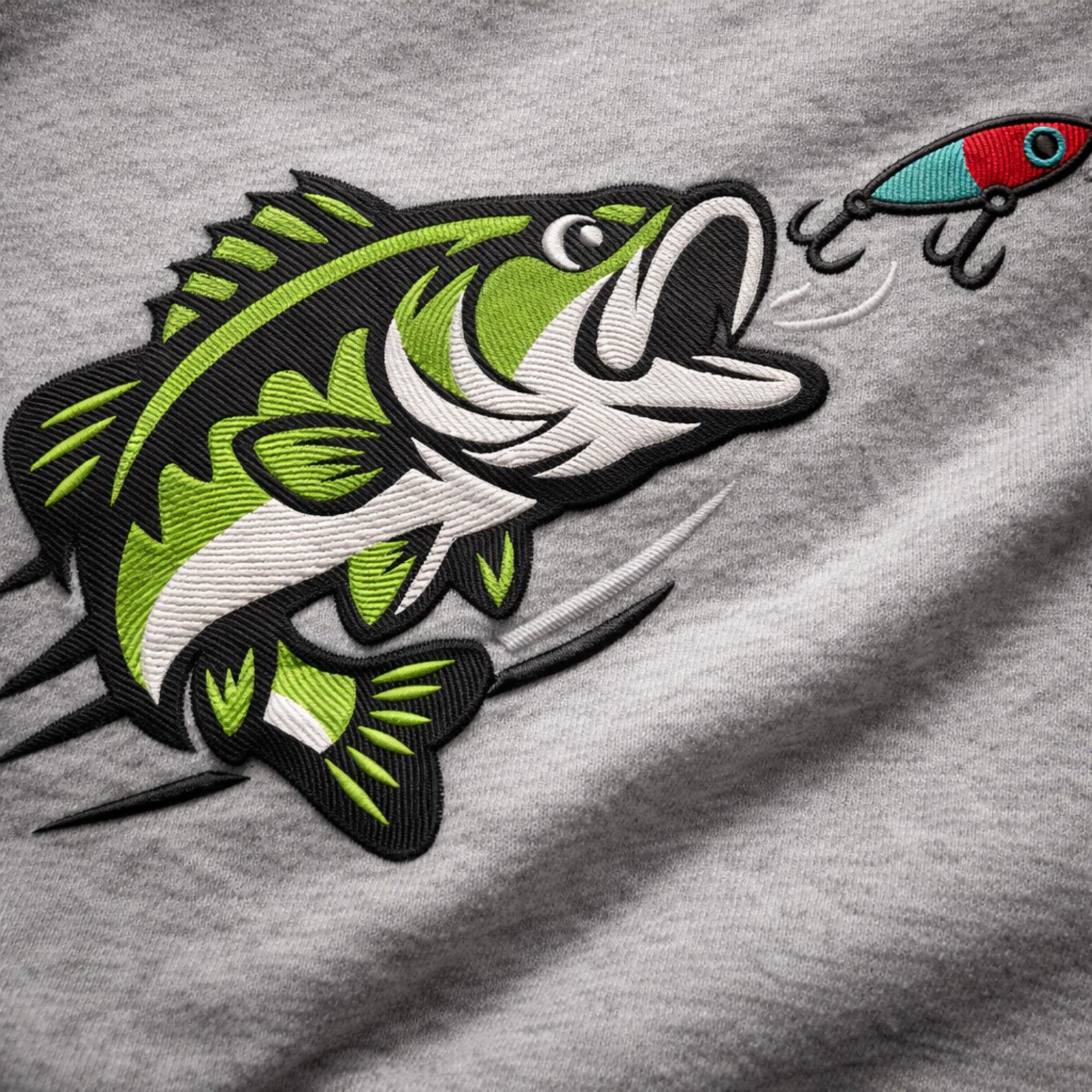 Bass Fishing Embroidery Design File | Largemouth Bass Machine ...