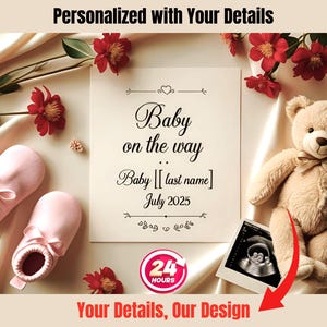 Letrero de anuncio de embarazo personalizado: regalo personalizado para revelar el nacimiento de un bebé, anuncio de maternidad de género neutro, idea única para revelar el embarazo de una futura mamá.