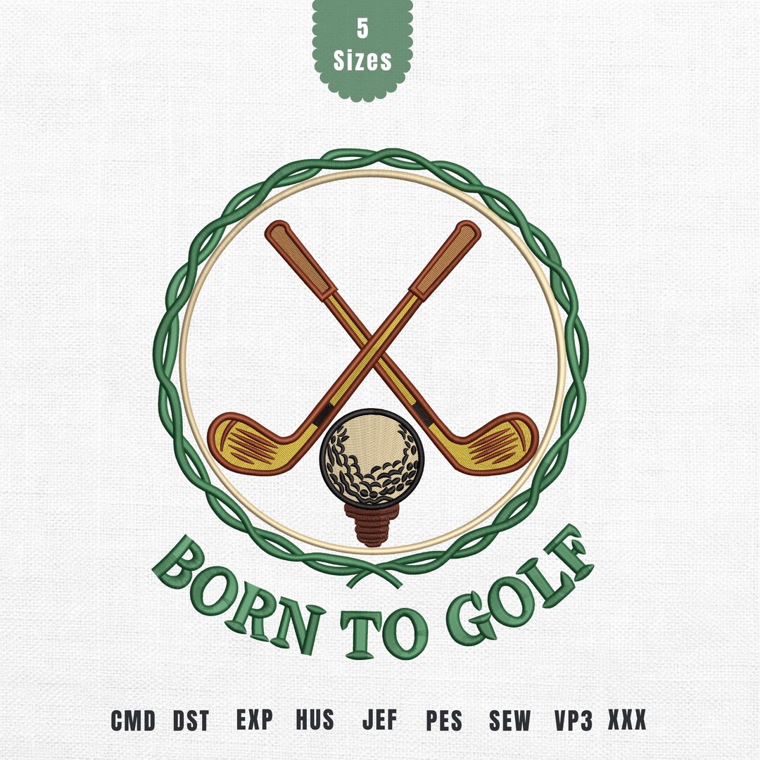 Golf Embroidery Design | Crossed Golf Clubs and Ball Machine Embroidery ...