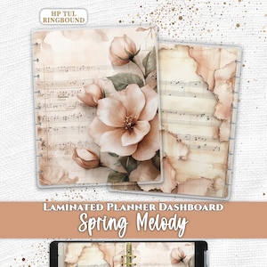 Laminated Planner Dashboard | Happy Planner, TUL and A5 | Discbound Divider Insert | Vintage Floral Sheet Music
