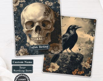 Skull Raven Personalized Planner Dashboard | Happy Planner, TUL, Ring Planner | Gothic Custom Name Laminated Divider 299