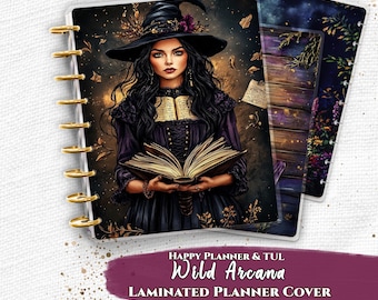 Laminated Planner Cover Set | Happy Planner and TUL | Spellbook Witch Portrait | Witchy Gothic Aesthetic