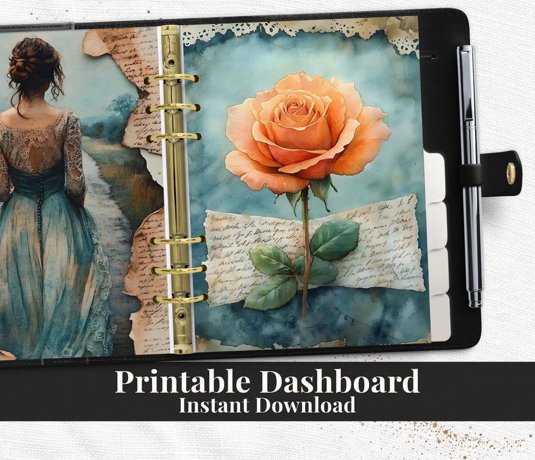 Peach Rose Printable Planner Dashboard PDF in Happy Planner TUL A5 A6 ...