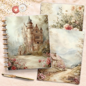 Gentle Shabby Big Happy Planner Cover, Vintage Journal Accessory, Disc Bound Notebook, TUL Junior Insert, EC Spiral Planner, Gift for Mom