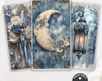 Crescent Moon Printable Bookmark Set for Happy Planner and TUL Discbound, Celestial Planner Insert Page Marker PDF Digital Download 149