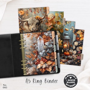 Separadores para agenda de anillas A5 Highland Autumn / 12 pestañas separadoras mensuales + espacios en blanco adicionales / Insertos imprimibles para agenda 085
