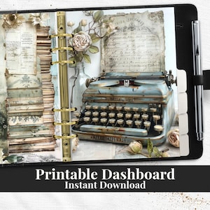 Schreibmaschine Ephemera Planer Dashboard Divider PDF Digital Download Printable für Happy Planner A5 A6 Pocket TUL US Letter A4