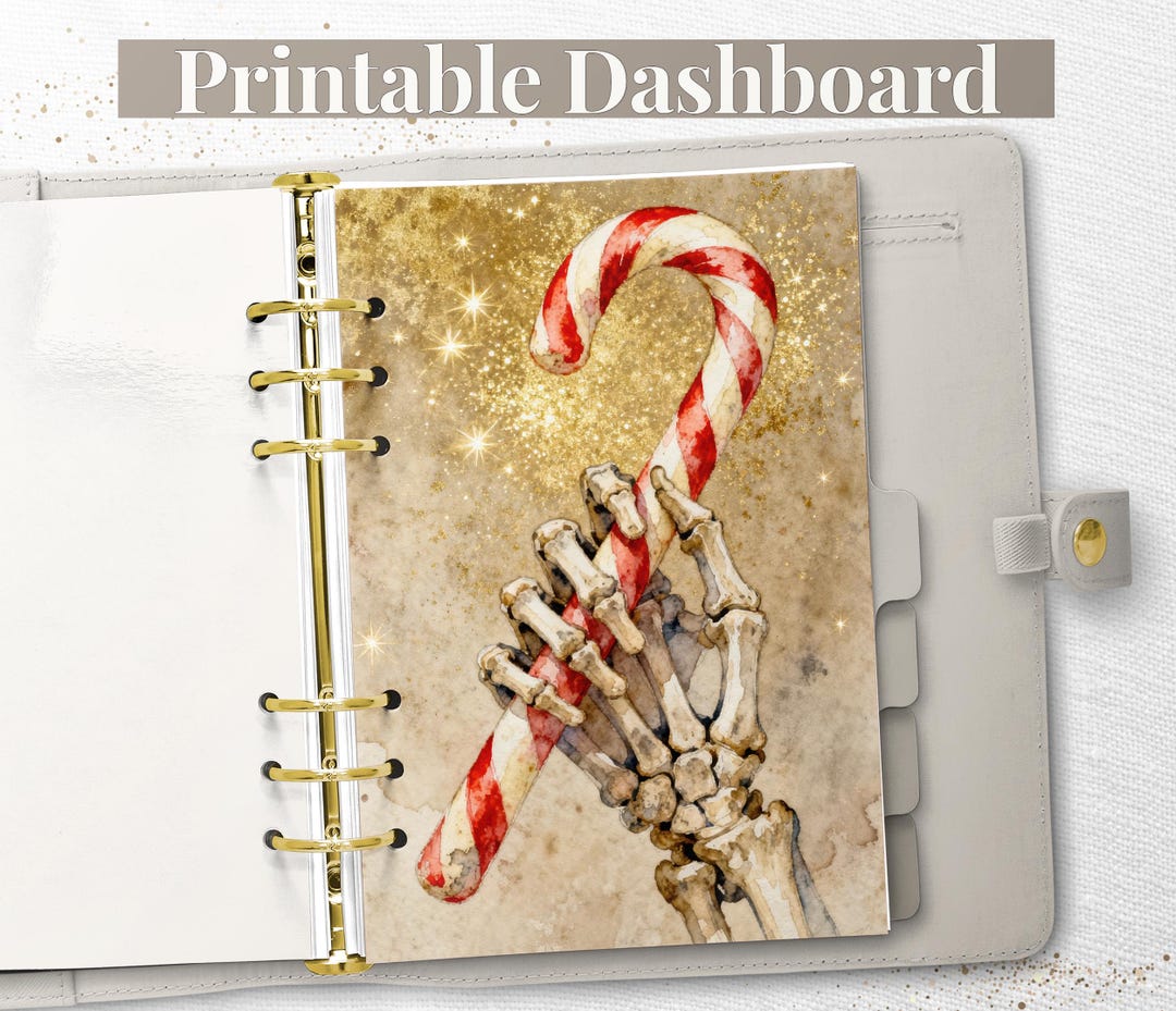 Skeleton Candy Cane Printable Planner Dashboard PDF in Happy Planner ...