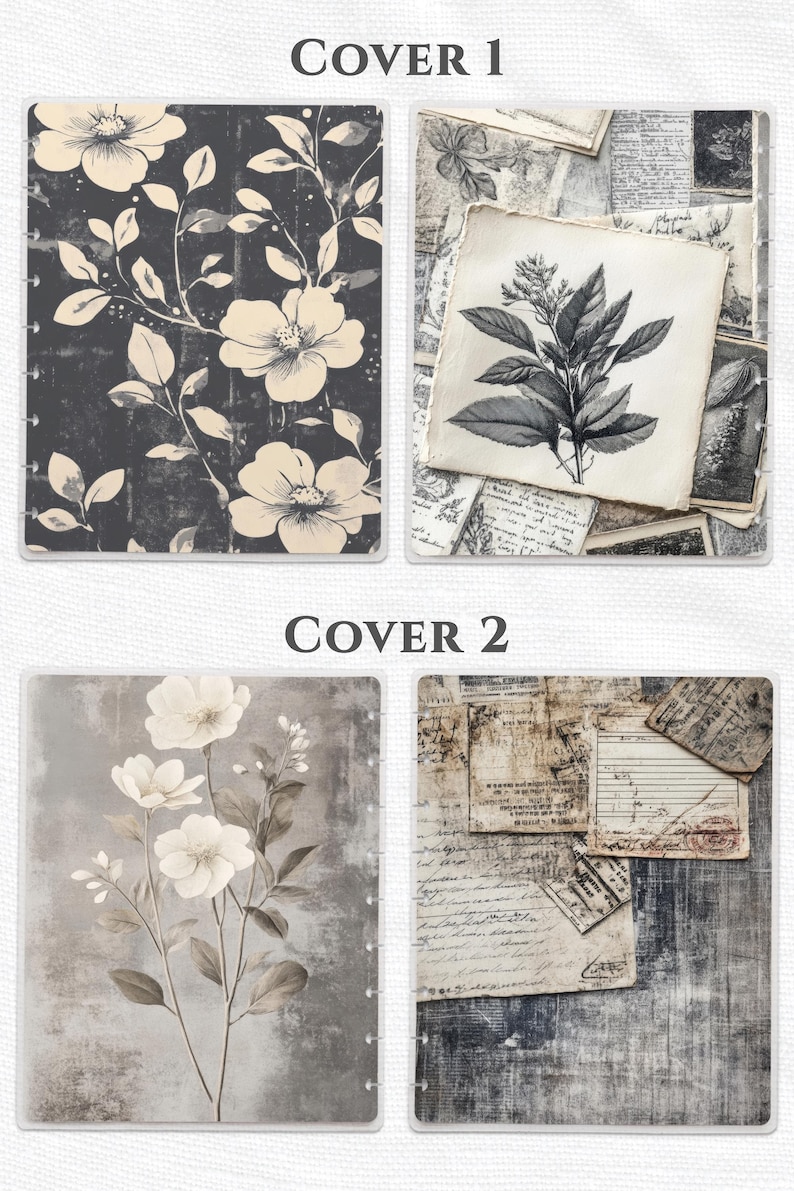 Vintage Botanical Planner Cover Printable PDF for Happy Planner TUL Erin Condren 7x9 A4 US Letter Instant Download image 2