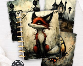 Spooky Fox Laminated Happy Planner Cover Set | TUL Junior Big Classic Skinny Mini Discbound | Halloween Journal Accessories 845