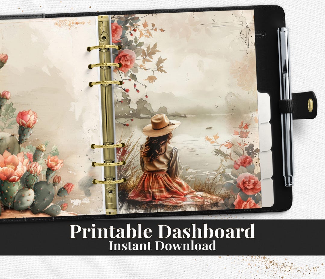Autumn Lake Girl Planner Dashboard Divider PDF for Happy Planner A5 A6 ...