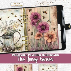 Bee Flowers Garden Planner Dashboard Divider PDF Digital Download Printable for Happy Planner A5 A6 Pocket TUL US Letter A4