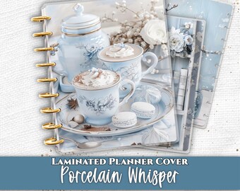 Porcelain Whisper Laminated Planner Cover Set | Happy Planner & TUL | French Cottage Discbound Journal Accessories