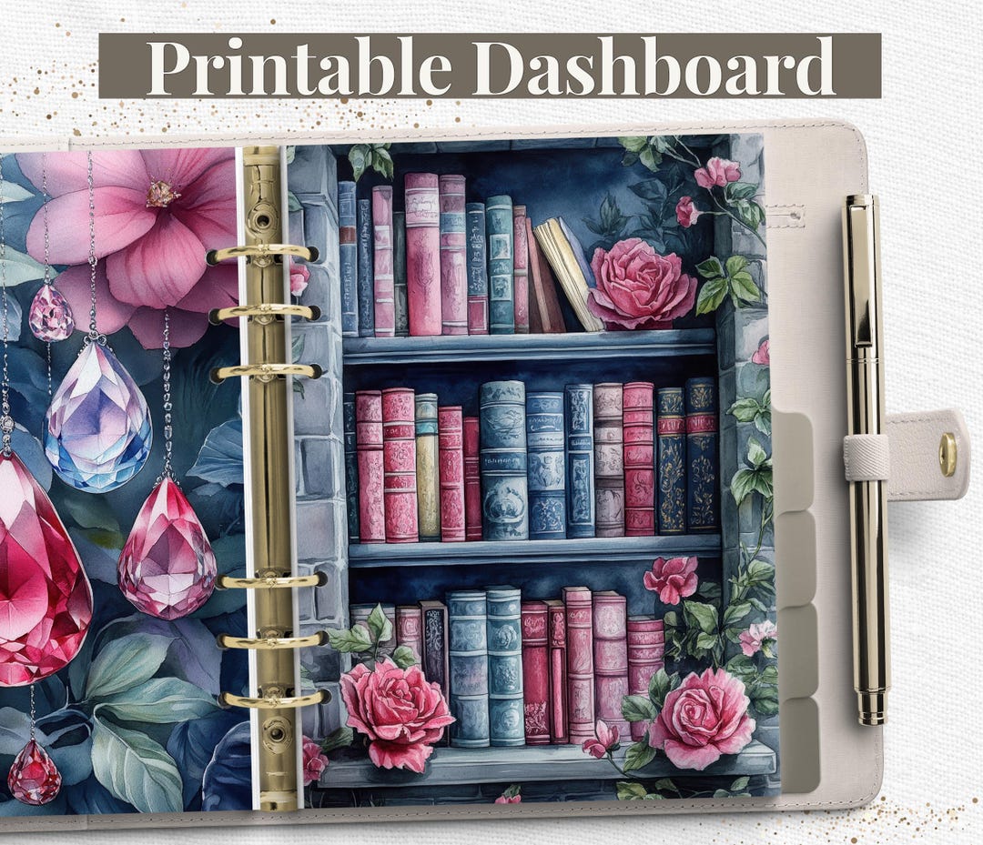 Rose Library Printable Planner Dashboard PDF in Happy Planner TUL A5 A6 ...